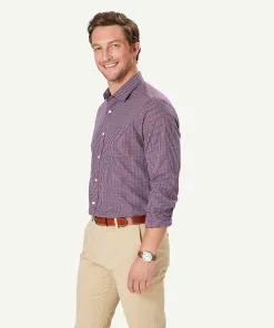 Gazman Easy Care Check Long Sleeve Shirt - Burgundy -Cheap Gazman Store 6 48562