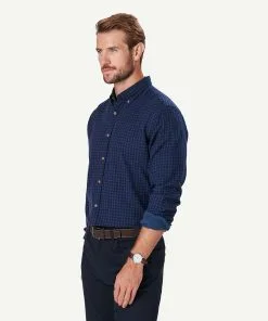 Gazman Casual Double Faced Check Long Sleeve Shirt - Midnight -Cheap Gazman Store 6 48567