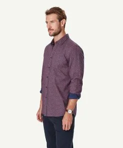 Gazman Tailored Casual Print Long Sleeve Shirt - Claret Red -Cheap Gazman Store 6 48617