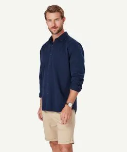 Gazman Authentic Twill Long Sleeve Shirt - Navy -Cheap Gazman Store 6 48637