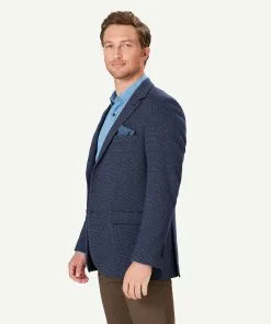Gazman Stretch Houndstooth Sports Jacket - Navy -Cheap Gazman Store 6 48814