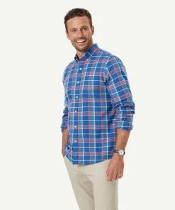 Gazman Brushed Twill Multi Check Long Sleeve Shirt - Indigo -Cheap Gazman Store 6 49932