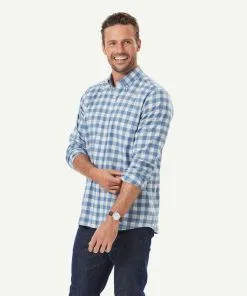 Gazman Brushed Twill Melange Check Long Sleeve Shirt - Slate -Cheap Gazman Store 6 49947
