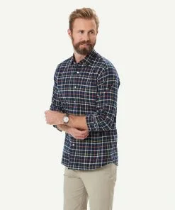 Gazman Brushed Twill Check Long Sleeve Shirt - Navy -Cheap Gazman Store 6 49984