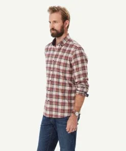 Gazman Brushed Twill Check Long Sleeve Shirt - Terracotta -Cheap Gazman Store 6 49989