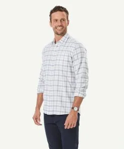 Gazman Brushed Twill Ombre Check Long Sleeve Shirt - White -Cheap Gazman Store 6 49999