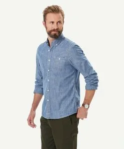 Gazman Tailored Casual Chambray Long Sleeve Shirt - Chambray -Cheap Gazman Store 6 50004