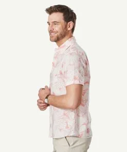 Gazman Linen Blend Fern Print Short Sleeve Shirt - Flamingo -Cheap Gazman Store 6 331e1209 c193 4c98 b361 f94098d00f38