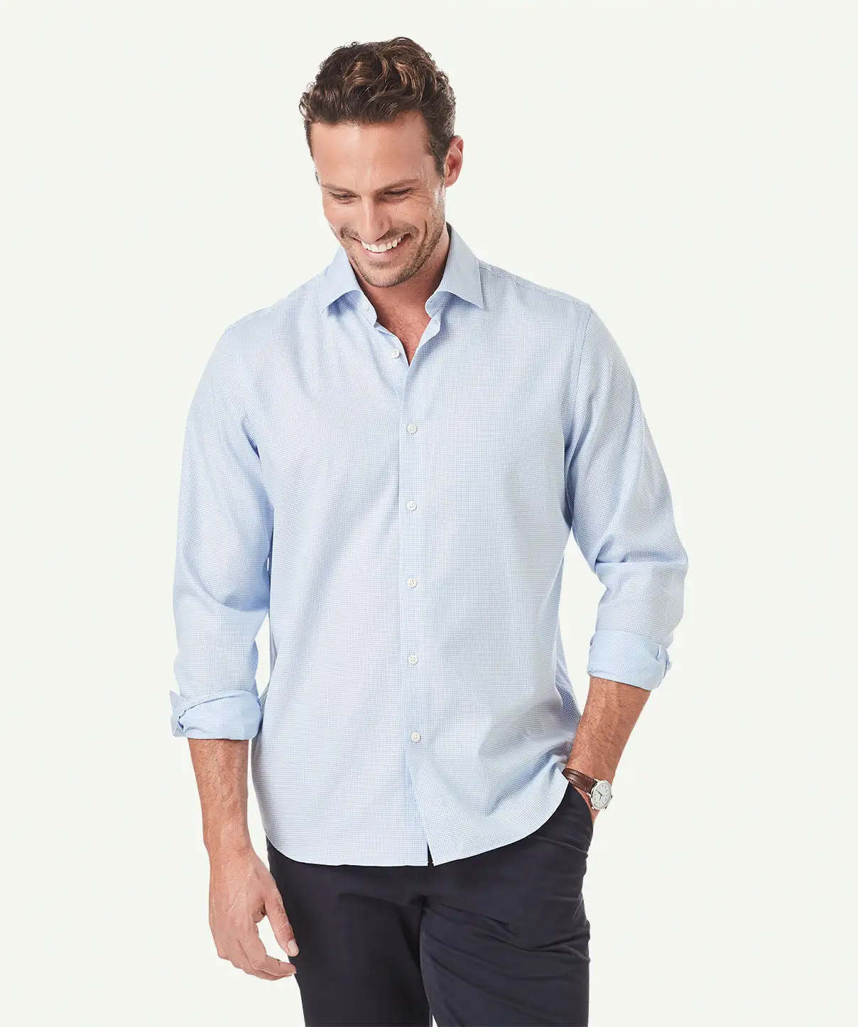 Gazman Classic Geometric Dobby Shirt - Blue 7 Gazman Classic Geometric Dobby Shirt - Blue - Image 5