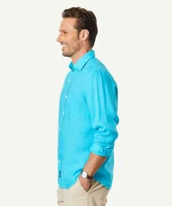 Gazman Linen Plain Long Sleeve Shirt - Cayman Blue -Cheap Gazman Store 6 89e88b13 5225 4cf1 bc8e 72fa445aeb49