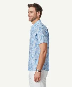 Gazman Linen Blend Vacation Print Short Sleeve Shirt - Marine Blue -Cheap Gazman Store 6 8f0044d4 03ae 44b8 ba01 a23a37fb90fd
