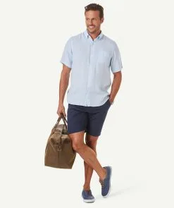 Gazman Linen Plain Short Sleeve Shirt - Sky Blue -Cheap Gazman Store 6 abab9fea 2804 4bbd a485 85e2103d9780
