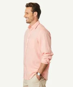 Gazman Linen Plain Long Sleeve Shirt - Guava -Cheap Gazman Store 6 c72cd9c1 2678 48e9 9508 d28a25e4e944
