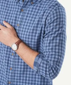 Gazman Casual Double Faced Check Long Sleeve Shirt - Blue -Cheap Gazman Store 7 42815