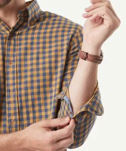 Gazman Casual Double Faced Check Long Sleeve Shirt - Golden Yellow -Cheap Gazman Store 7 42827