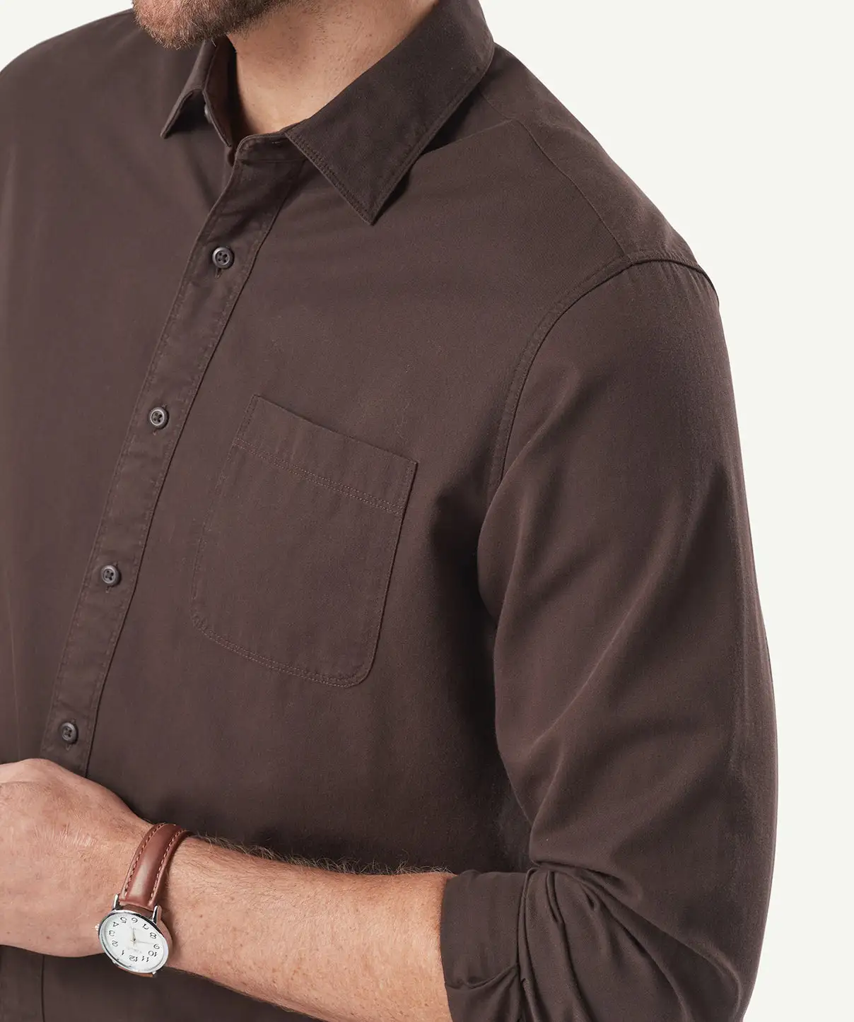 Gazman Authentic Twill Long Sleeve Shirt - Chocolate 8 Gazman Authentic Twill Long Sleeve Shirt - Chocolate - Image 6