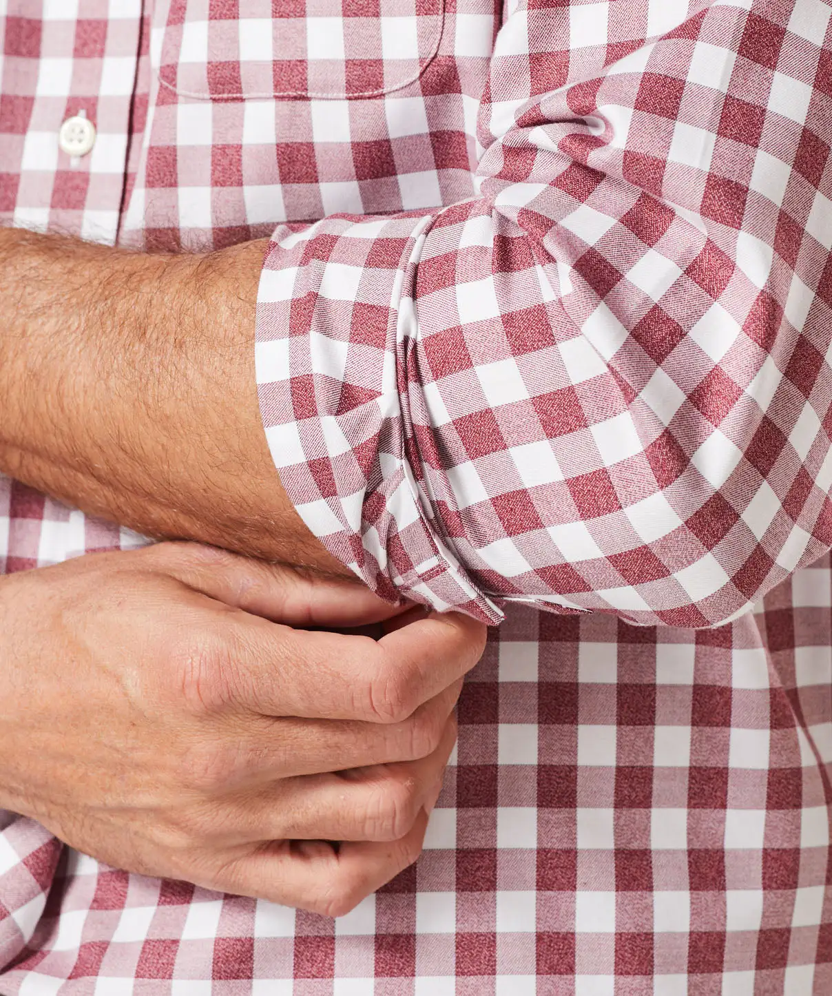 Gazman Easy Care Twill Box Check Long Sleeve Shirt - Wine 8 Gazman Easy Care Twill Box Check Long Sleeve Shirt - Wine - Image 6