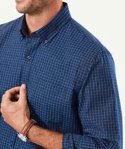 Gazman Tailored Easy Care Check Long Sleeve Shirt - Navy -Cheap Gazman Store 7 16870504 91e3 4aaf b991 1a753b3ab65c