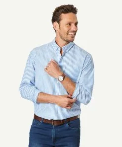 Gazman Tailored Casual Stretch Stripe Long Sleeve Shirt - Marine Blue -Cheap Gazman Store 7 181162f2 b934 451c 9e26 d8911ba1000a