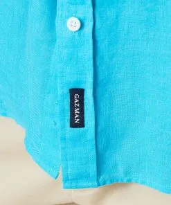Gazman Linen Plain Long Sleeve Shirt - Cayman Blue -Cheap Gazman Store 7 195ee9df a973 440b 85de b13565e728d7
