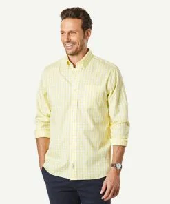 Gazman Non-Iron Oxford Check Long Sleeve Shirt - Yellow -Cheap Gazman Store 7 3305c7b5 012f 4161 8d80 b820ee1e7638