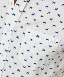 Gazman Tailored Linen Blend Crab Short Sleeve Shirt - White -Cheap Gazman Store 7 7a6e26a0 3db7 4fe3 a706 759bf9c8c98c