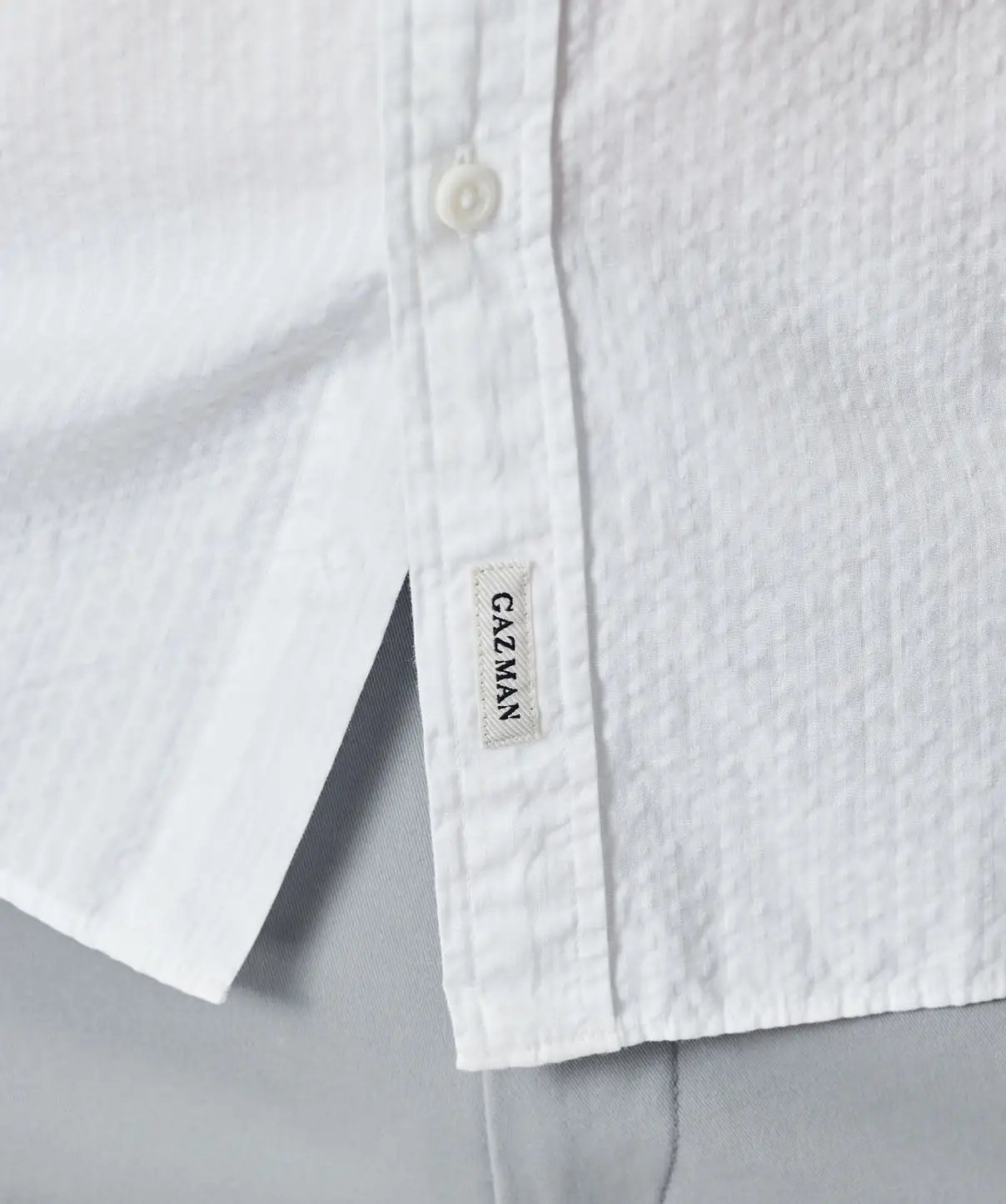 Gazman Casual Textured Linen Blend Plain Shirt - White 8 Gazman Casual Textured Linen Blend Plain Shirt - White - Image 6