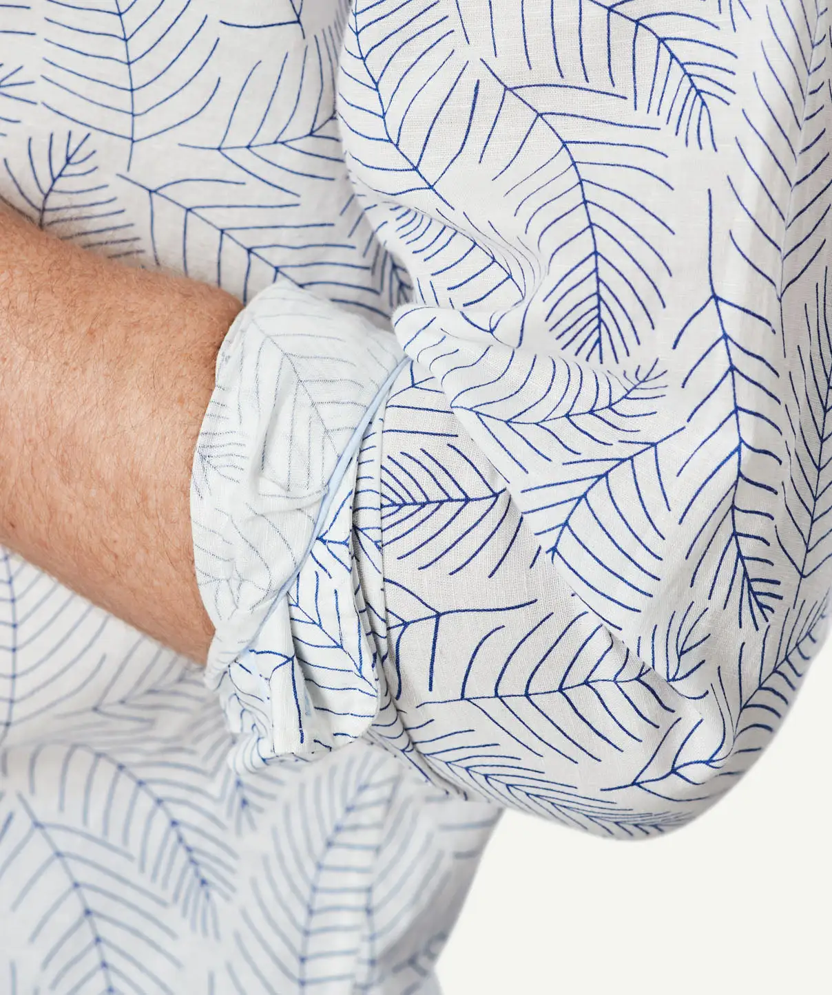 Gazman Linen Blend Fern Print Long Sleeve Shirt - White 9 Gazman Linen Blend Fern Print Long Sleeve Shirt - White - Image 7