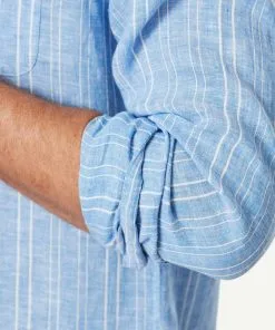 Gazman Tailored Linen Stripe Long Sleeve Shirt - Marine Blue -Cheap Gazman Store 8 7deeb196 4e3d 4204 9f7d 216a01c57164