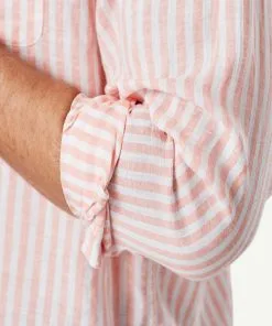 Gazman Linen Bengal Stripe Long Sleeve Shirt - Guava -Cheap Gazman Store 8 cf8b4484 0a87 4537 bd0a 2cd72724f1c3