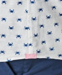 Gazman Tailored Linen Blend Crab Short Sleeve Shirt - White -Cheap Gazman Store 8 db8fb731 7005 4d68 901a 299a65949d2e