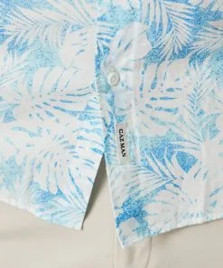 Gazman Linen Blend Fern Print Short Sleeve Shirt - Sky Blue -Cheap Gazman Store 8 e0c36421 37c8 406f b002 c50f0b10ce86
