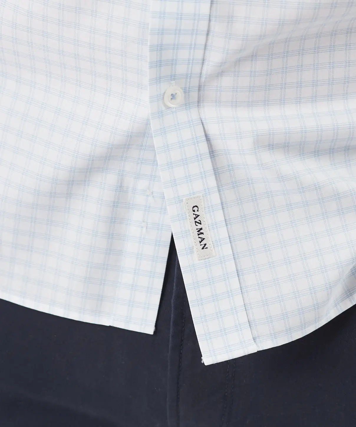 Gazman Tailored Non Iron Check Long Sleeve Shirt - White 10 Gazman Tailored Non Iron Check Long Sleeve Shirt - White - Image 8