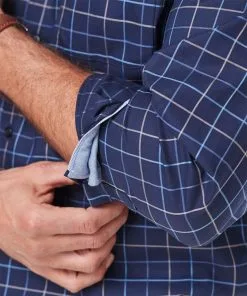 Gazman Easy Care Twill Check Long Sleeve Shirt - Navy -Cheap Gazman Store 9 a8b27315 e026 452e aa02 5b09654ea926