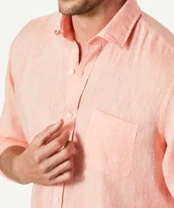 Gazman Linen Plain Long Sleeve Shirt - Guava -Cheap Gazman Store 9 b81532d1 79dc 4a94 a90f b59cfbc8ac15