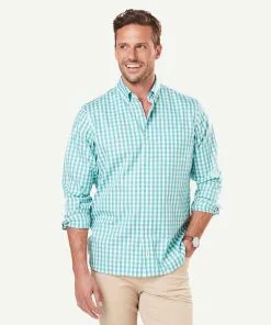 Gazman Wrinkle Free Oxford Check Long Sleeve Shirt - Mint