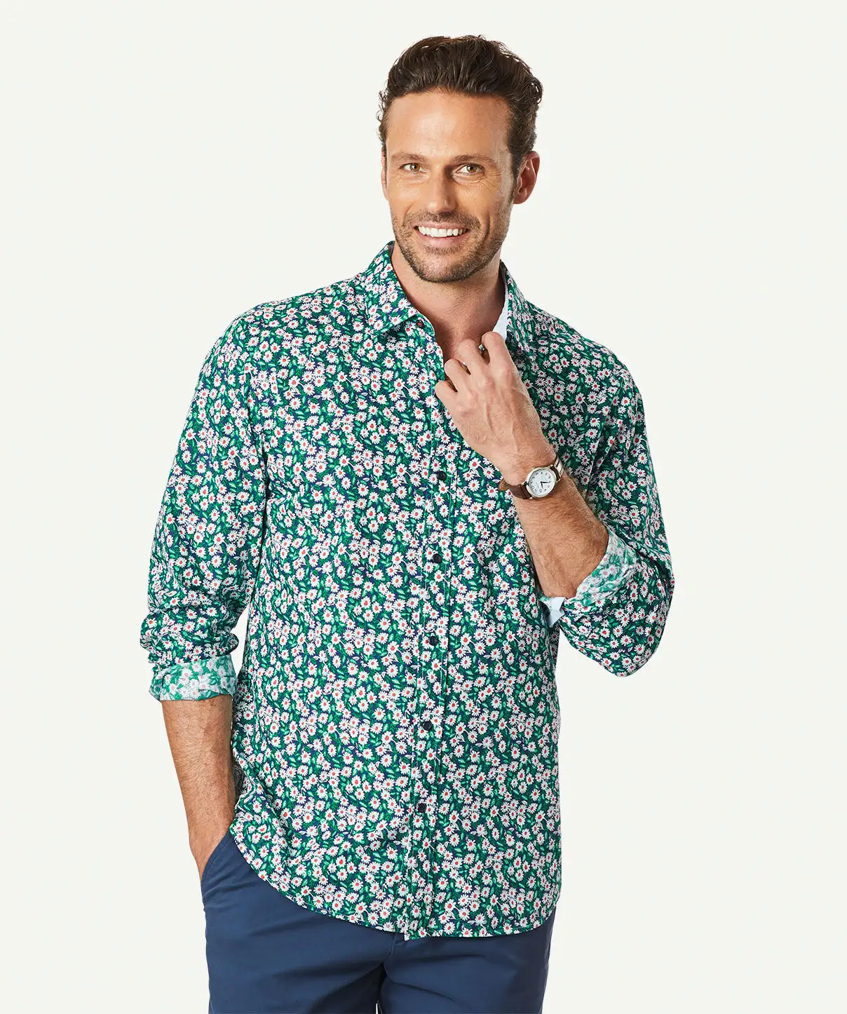 Gazman Tailored Casual Floral Print Long Sleeve Shirt - Parakeet 3 Gazman Tailored Casual Floral Print Long Sleeve Shirt - Parakeet