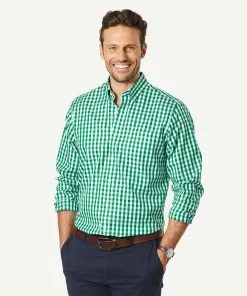 Gazman Non-Iron Oxford Check Long Sleeve Shirt - Parakeet