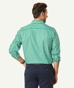Gazman Non-Iron Oxford Check Long Sleeve Shirt - Parakeet -Cheap Gazman Store LSHS21128 335 WEB 03