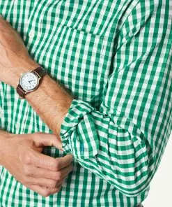 Gazman Non-Iron Oxford Check Long Sleeve Shirt - Parakeet -Cheap Gazman Store LSHS21128 335 WEB 04