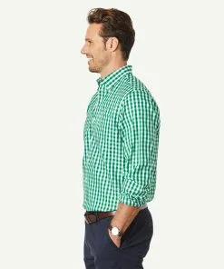 Gazman Non-Iron Oxford Check Long Sleeve Shirt - Parakeet -Cheap Gazman Store LSHS21128 335 WEB 06