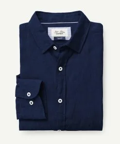 Gazman Tailored Pure French Linen Long Sleeve Shirt - French Navy 9 Gazman Tailored Pure French Linen Long Sleeve Shirt - French Navy -Cheap Gazman Store LSHS22029T 445 WEB 02