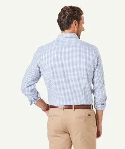 Gazman Tailored Easy Care Check Long Sleeve Shirt - Marine Blue -Cheap Gazman Store LSHW21006T 402 WEB 03