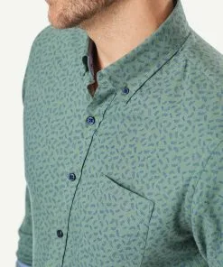 Gazman Tailored Brushed Leaf Print Long Sleeve Shirt - Forest 13 Gazman Tailored Brushed Leaf Print Long Sleeve Shirt - Forest -Cheap Gazman Store LSHW22021T 302 WEB 02