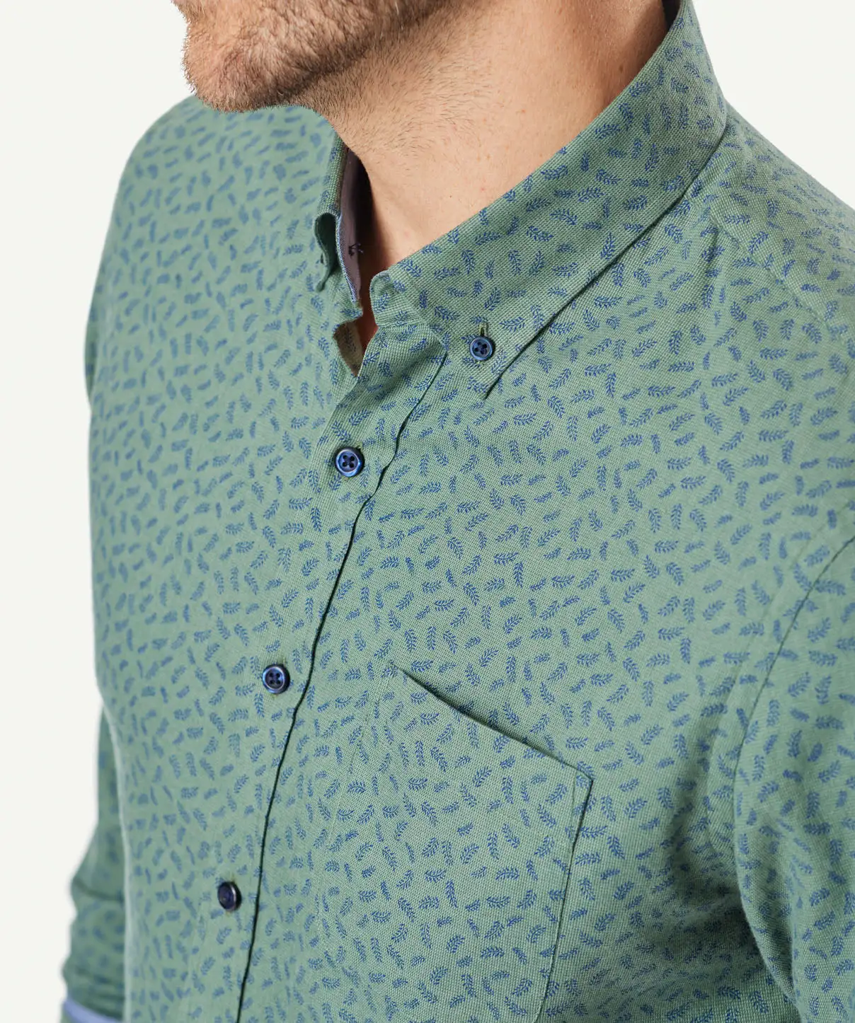 Gazman Tailored Brushed Leaf Print Long Sleeve Shirt - Forest 8 Gazman Tailored Brushed Leaf Print Long Sleeve Shirt - Forest - Image 6