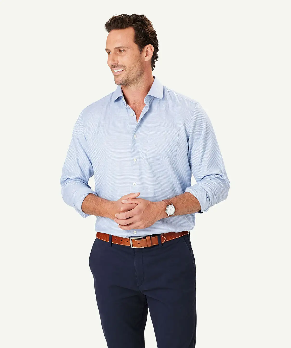 Gazman Non-Iron Semi Plain Long Sleeve Shirt - Blue 3 Gazman Non-Iron Semi Plain Long Sleeve Shirt - Blue