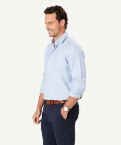 Gazman Non-Iron Semi Plain Long Sleeve Shirt - Blue 9 Gazman Non-Iron Semi Plain Long Sleeve Shirt - Blue -Cheap Gazman Store LSHW23073 400 WEB 06