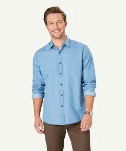 Gazman Indigo Twill Long Sleeve Shirt - Indigo