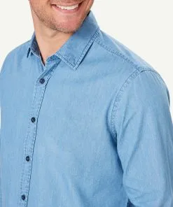 Gazman Indigo Twill Long Sleeve Shirt - Indigo -Cheap Gazman Store LSHW23171 403 WEB 04