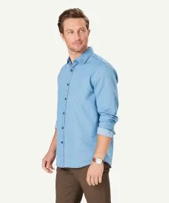 Gazman Indigo Twill Long Sleeve Shirt - Indigo -Cheap Gazman Store LSHW23171 403 WEB 05
